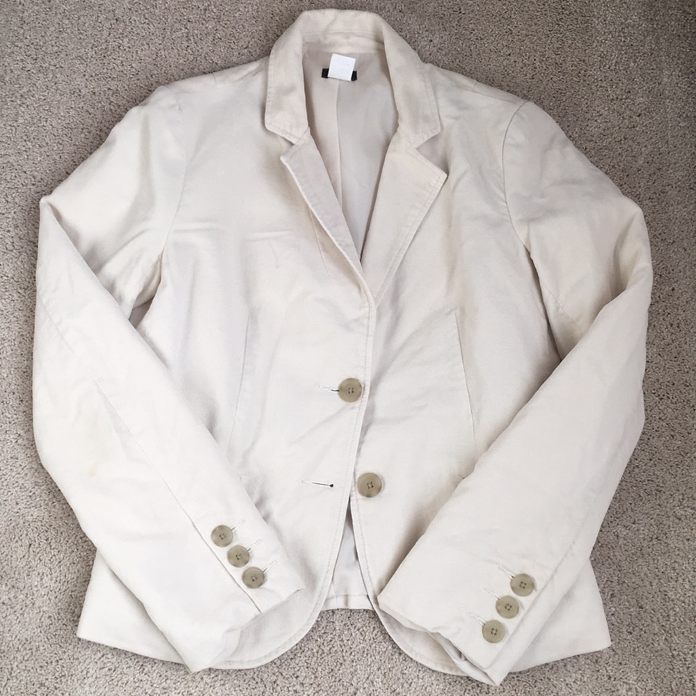 J Crew Off White Velvet Like Blazer Size 8